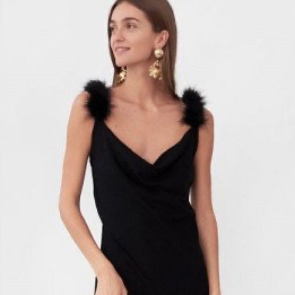 Sleeper black Voulez Vous Dancer slip dress with feather straps - size XL NWT - Picture 1 of 10